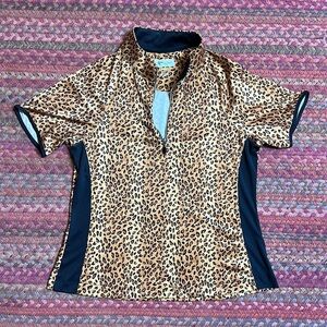 NWOT GREG NORMAN CHEETAH GOLF QUARTER ZIP SHIRT GOLF PICKLEBALL QUICK DRY